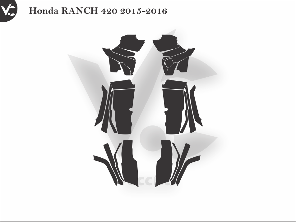 Honda RANCH 420 2015-2016 Wrap Cutting Template