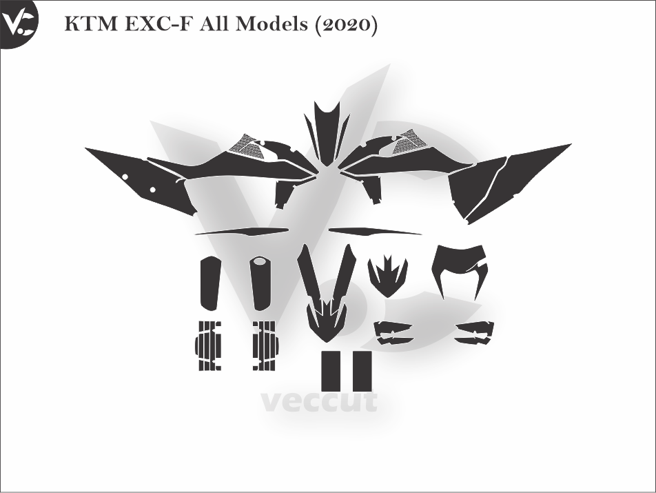 KTM EXC-F All Models (2020) Wrap Cutting Template