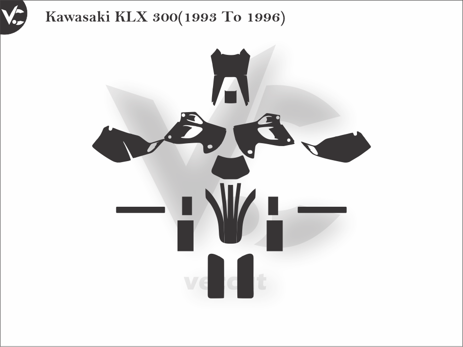 Kawasaki KLX 300(1993 To 1996) Wrap Cutting Template