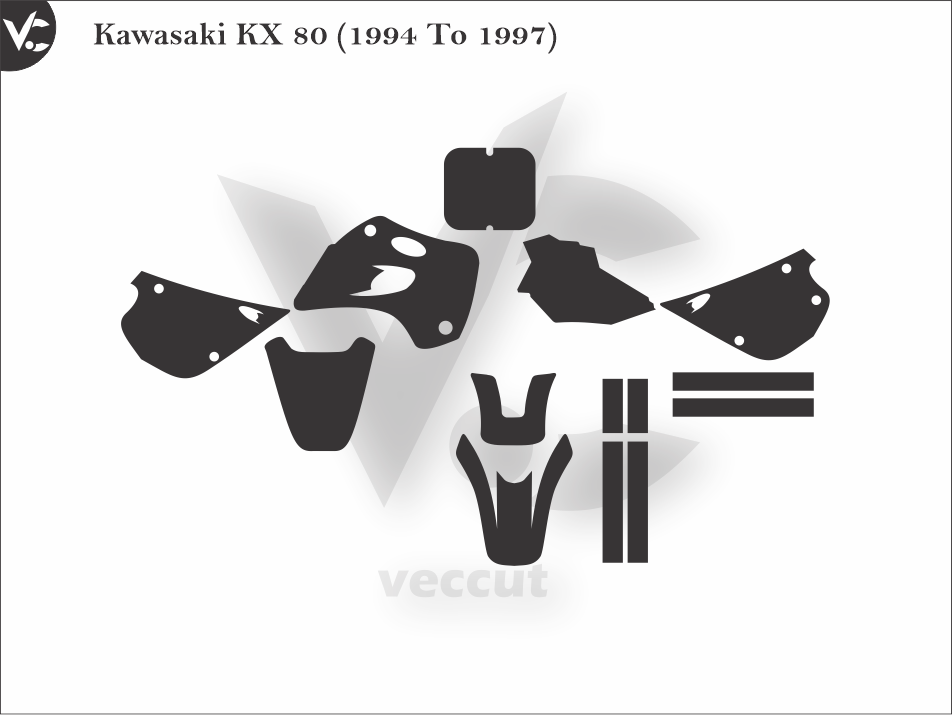 Kawasaki KX 80 (1994 To 1997) Wrap Cutting Template