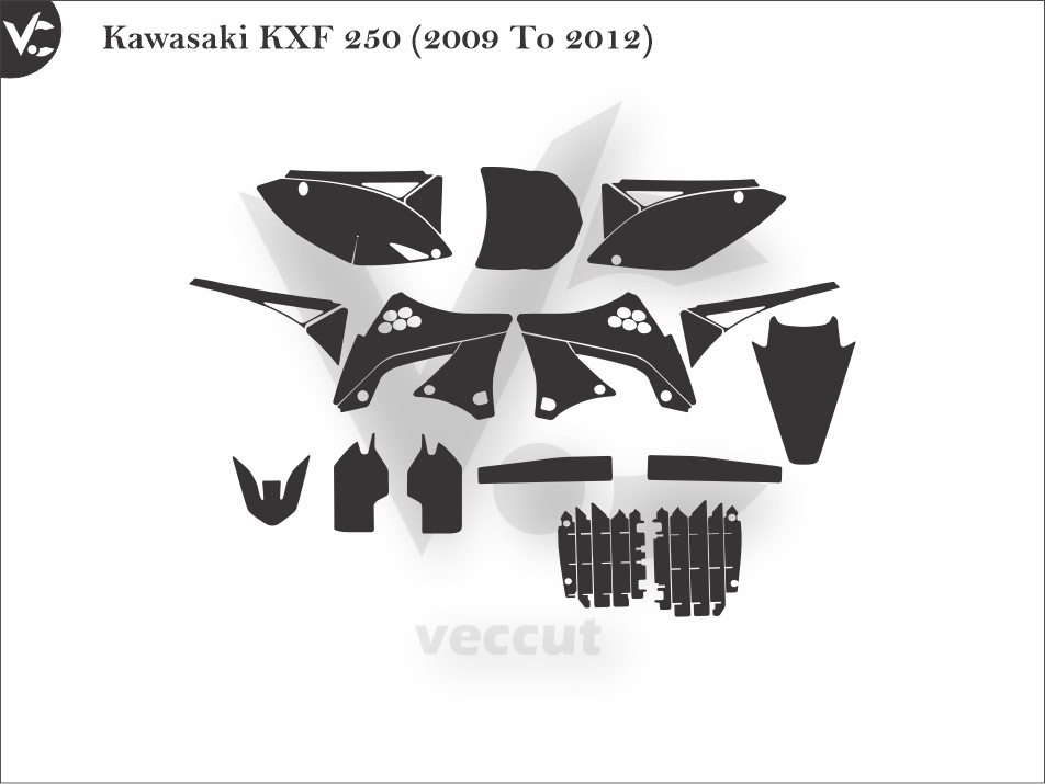 Kawasaki KXF 250 (2009 To 2012) Wrap Cutting Template