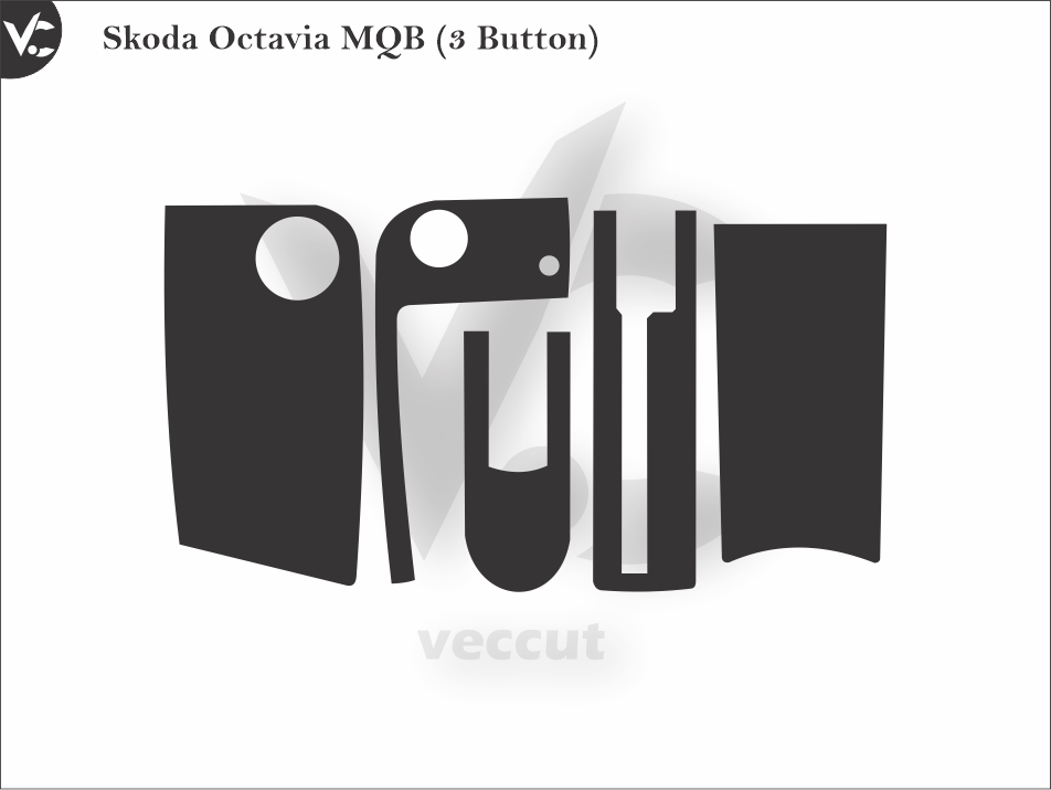 Skoda Octavia MQB (3 Button) Car Key Wrap Cutting Template