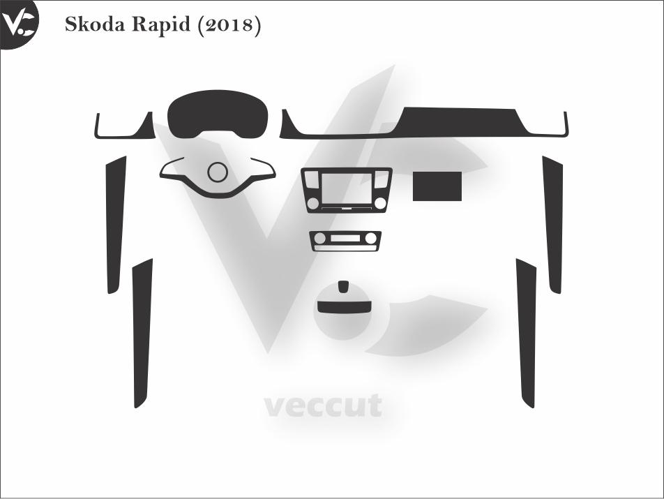 Skoda Rapid (2018) Wrap Cutting Template