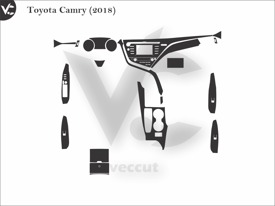 Toyota Camry (2018) Wrap Cutting Template