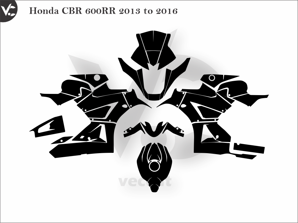 Honda CBR 600RR 2013 to 2016 Wrap Cutting Template